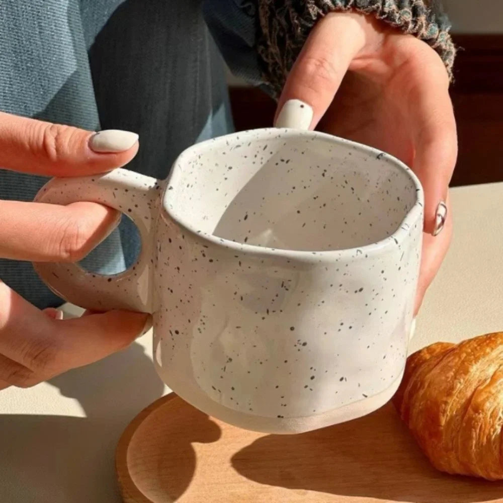 280ml Ceramic Ring Handle Mug - Modern Print Coffee Cup