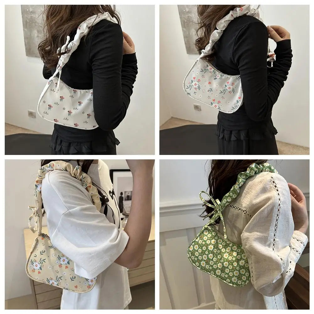 New Sweet Corduroy Tote Bag Trendy Gentle Zipper Underarm Bag Large Capacity Women Girl Y2k Strawberry Shoulder Bag