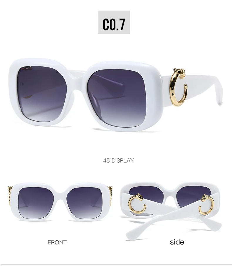 Big Frame Luxury Brand Designer Vintage Square Sunglasses Women For Men Sun Glasses Punk Classic Outdoor Gold Leopard Shades