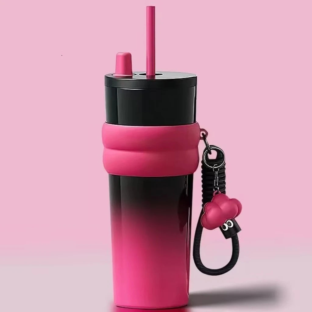 316 Stainless Steel Thermos Cup - Stylish Women's Portable Straw Tumbler