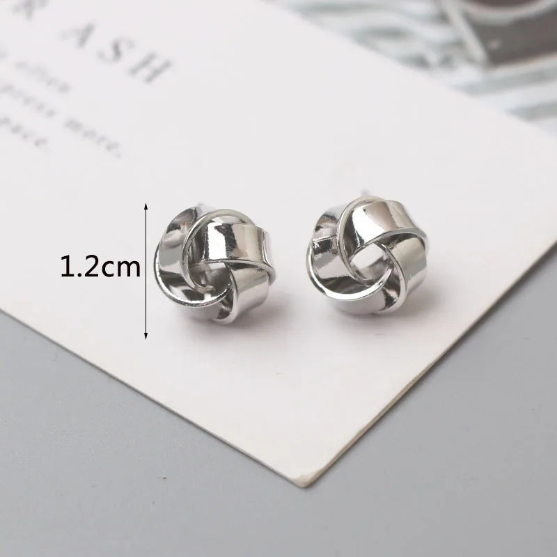 Tiny Gold Stud Earrings - Small Twist Round Fashion Jewelry