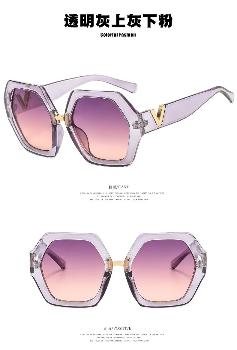 Fashion Luxury Designer Sunglasses Women Men Oversized Polygonal Sun Glasses Female Vintage Travel Driving Shades Eyewear UV400