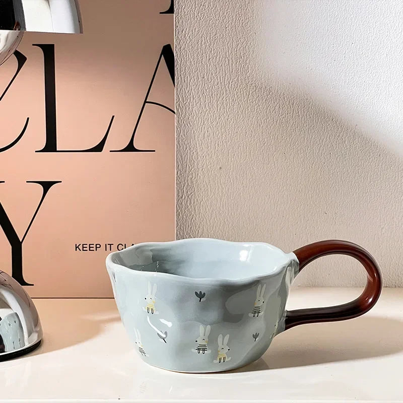 300ml Cute Bear Rabbit Ceramic Mug - Kids Coffee Cup