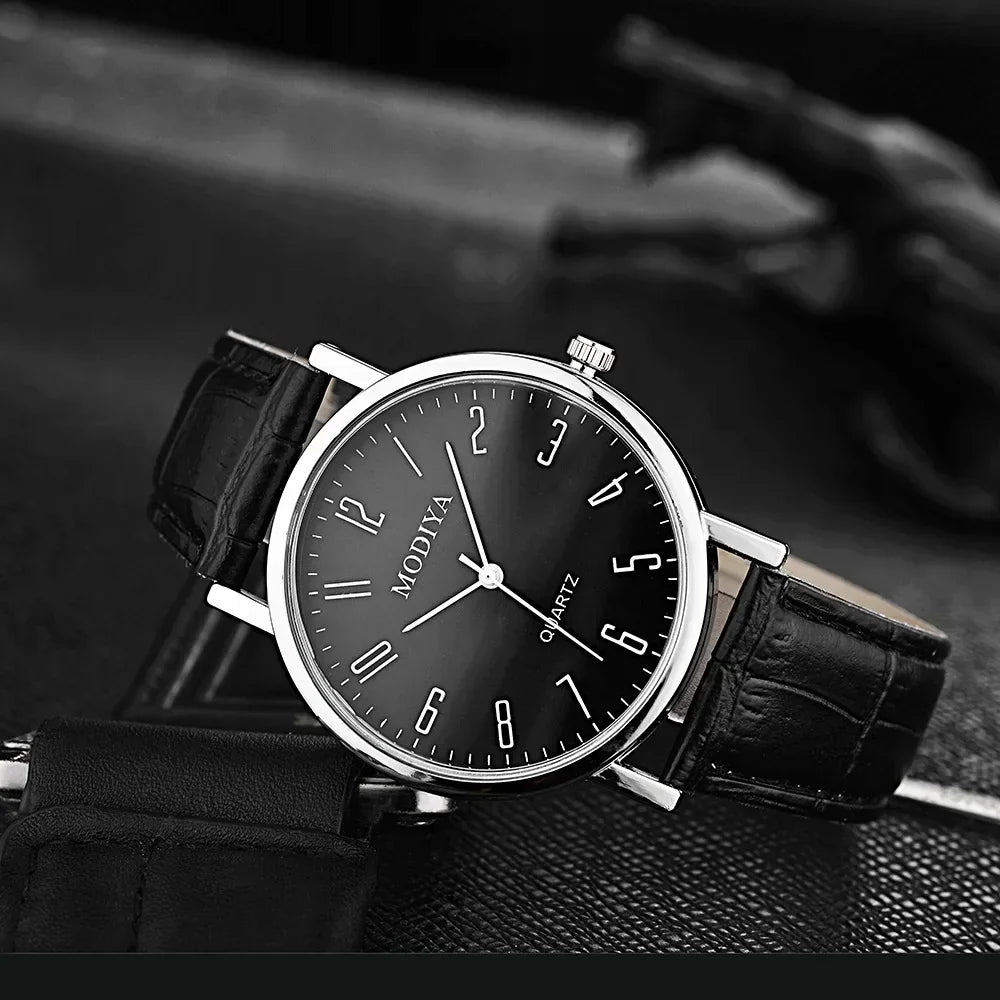 Men's Business Leather Strap Watch - Luxury Quartz Wristwatch
