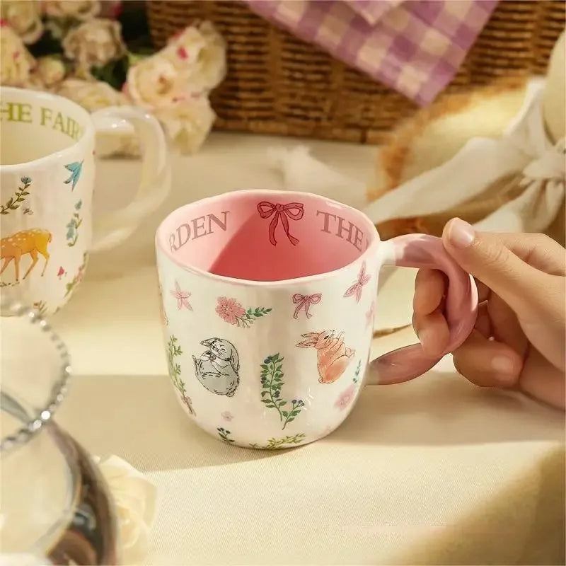 Forest Series Cartoon Ceramic Mug Creative Fried Dough Twists Handle Cartoon Coffee Cup