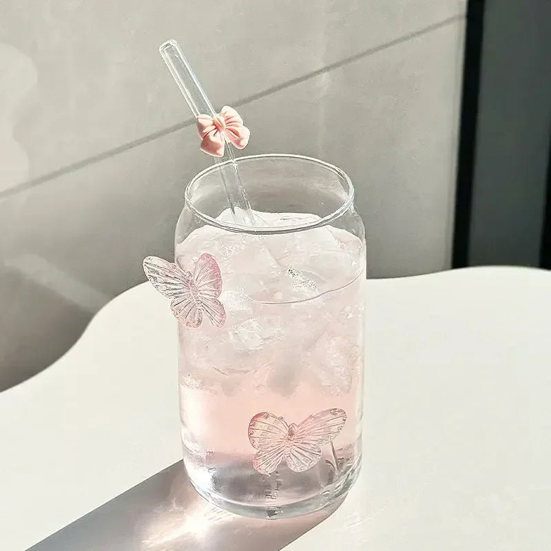 Bow Shaped Glass Water Cup - Cute Milk Coffee Cup