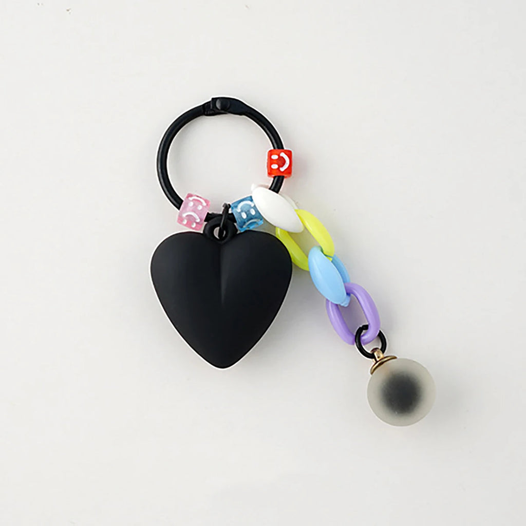 Colorful Heart-Shaped Keychain - Acrylic Bag Charm with Bowknot