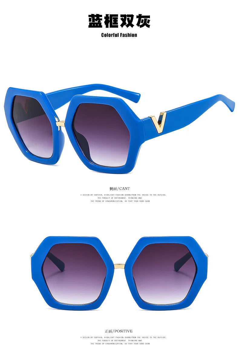 Fashion Luxury Designer Sunglasses Women Men Oversized Polygonal Sun Glasses Female Vintage Travel Driving Shades Eyewear UV400