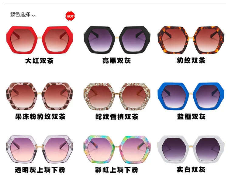 Fashion Luxury Designer Sunglasses Women Men Oversized Polygonal Sun Glasses Female Vintage Travel Driving Shades Eyewear UV400