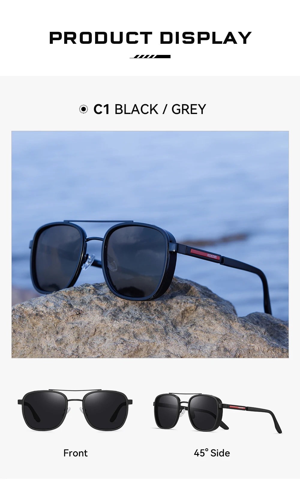 KDEAM Full-Rim Polarized Sunglasses For Men Crafted From High-Quality TR90 Sunglasses Fishing And Driving