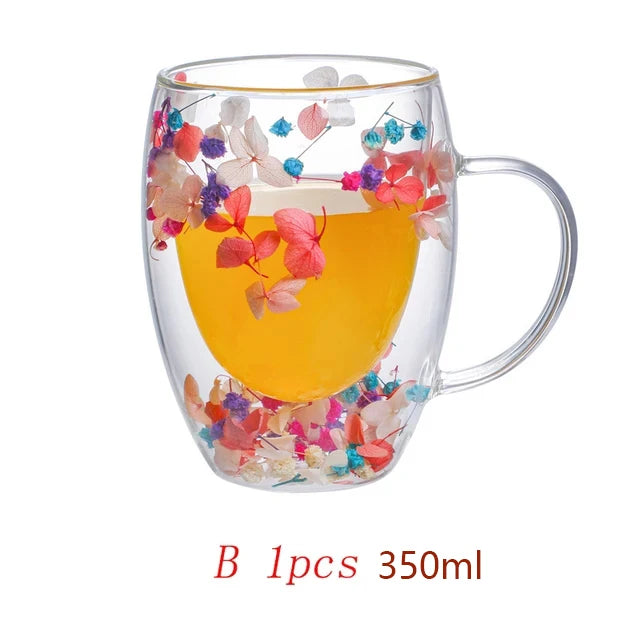 Christmas Double Wall Glass Mug - Heat Resistant Coffee Cup 250/350ml