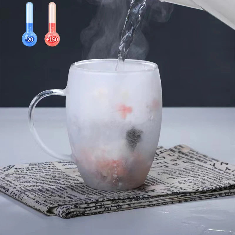 Christmas Double Wall Glass Mug - Heat Resistant Coffee Cup 250/350ml