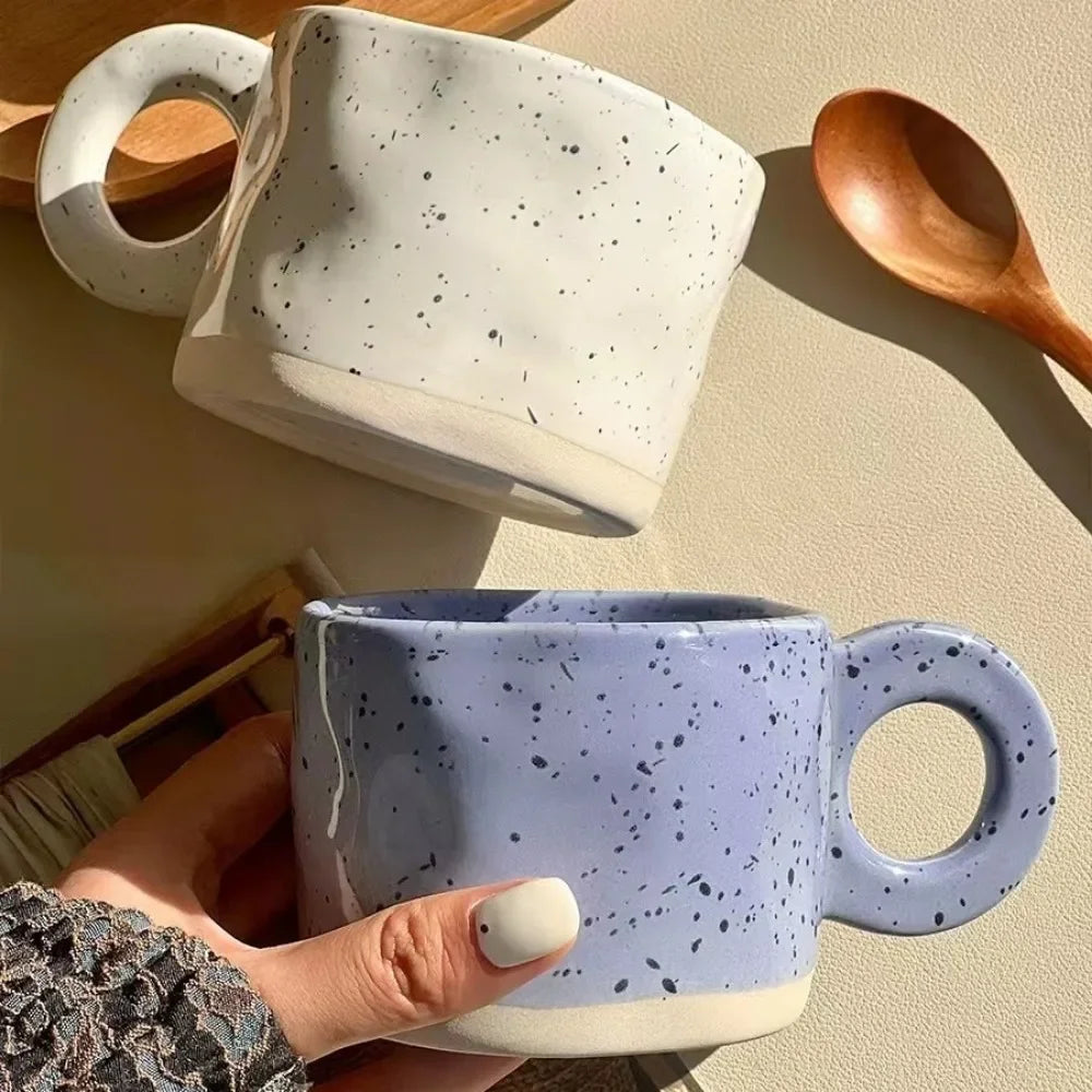 280ml Ceramic Ring Handle Mug - Modern Print Coffee Cup