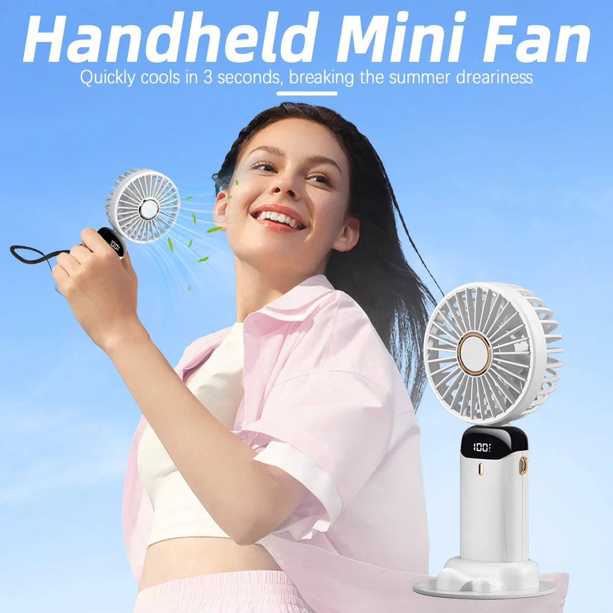 USB Neck Fan - 5 Speed Portable Hanging Fan with Digital Display
