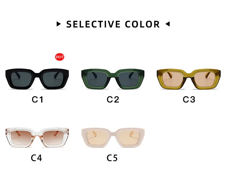 Fashion Vintage Luxury Brand Designer Olive Green Square Sunglasses Women For Men Sun Glasses Punk Popular Rivet Outdoor Shades