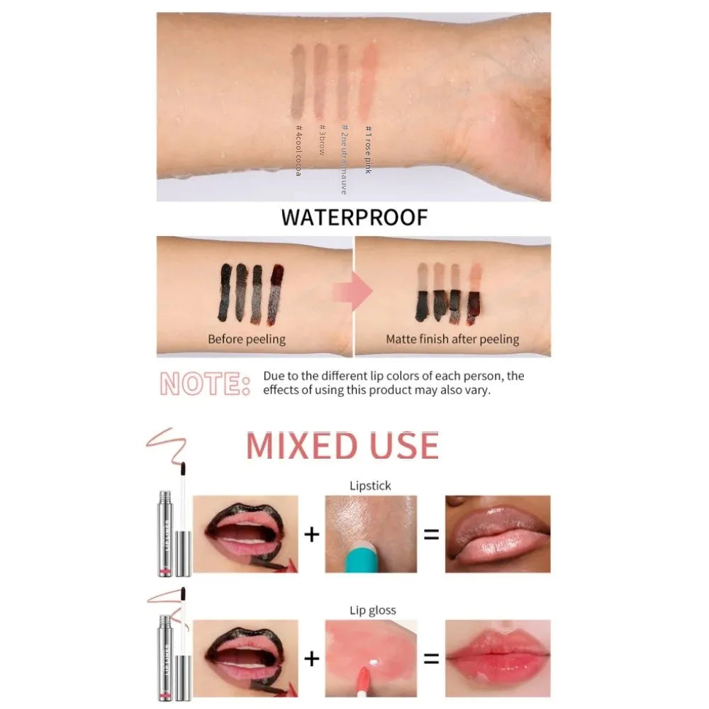 Lakerain Waterproof Lip Liner Tattoo - 4 Colors Matte Long-Lasting