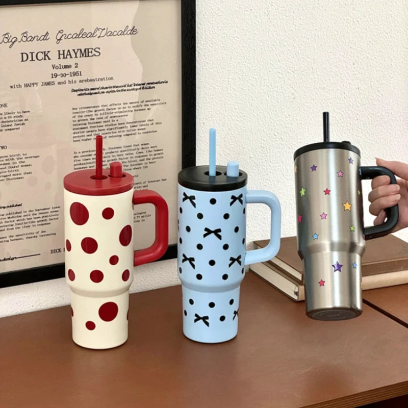 316 Stainless Steel Thermos Cup - Stylish Women's Portable Straw Tumbler