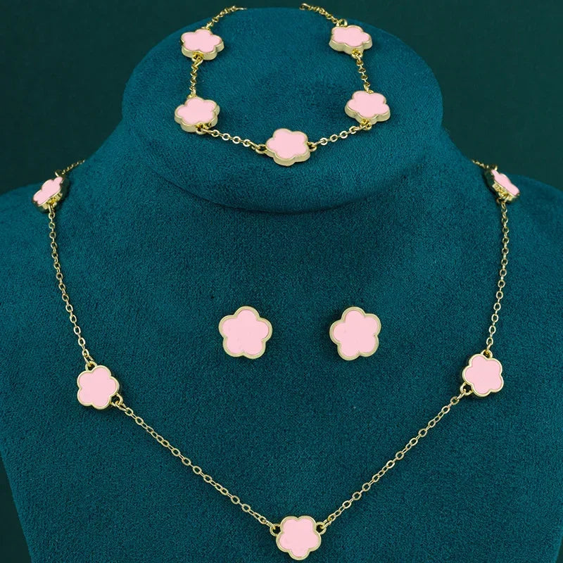 Water Drop Jewelry Set - 4-Piece Fashion Necklace Bracelet Ring Earrings