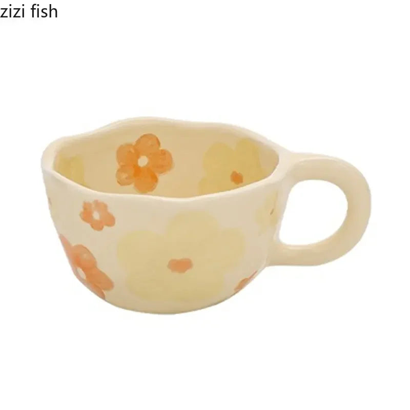 Creative Floral Pattern Ceramic Coffee Mug - Office & Home Use