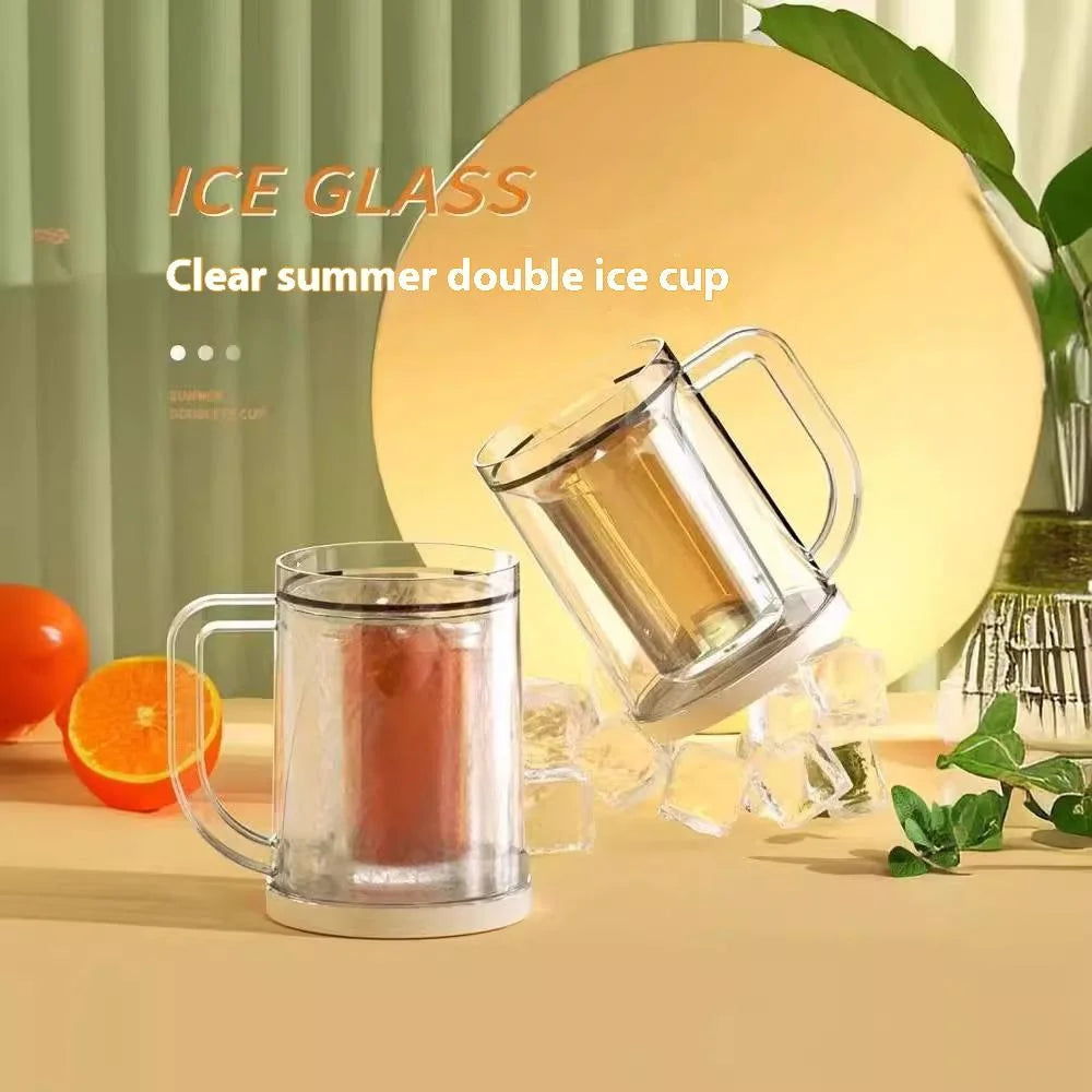 1 Pc Summer Double-layer Refrigerated Ice Cups. Beer Cups with Large Capacity for Beverages. Household Drinking Utensils.