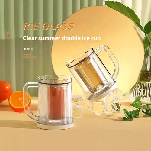 1 Pc Summer Double-layer Refrigerated Ice Cups. Beer Cups with Large Capacity for Beverages. Household Drinking Utensils.