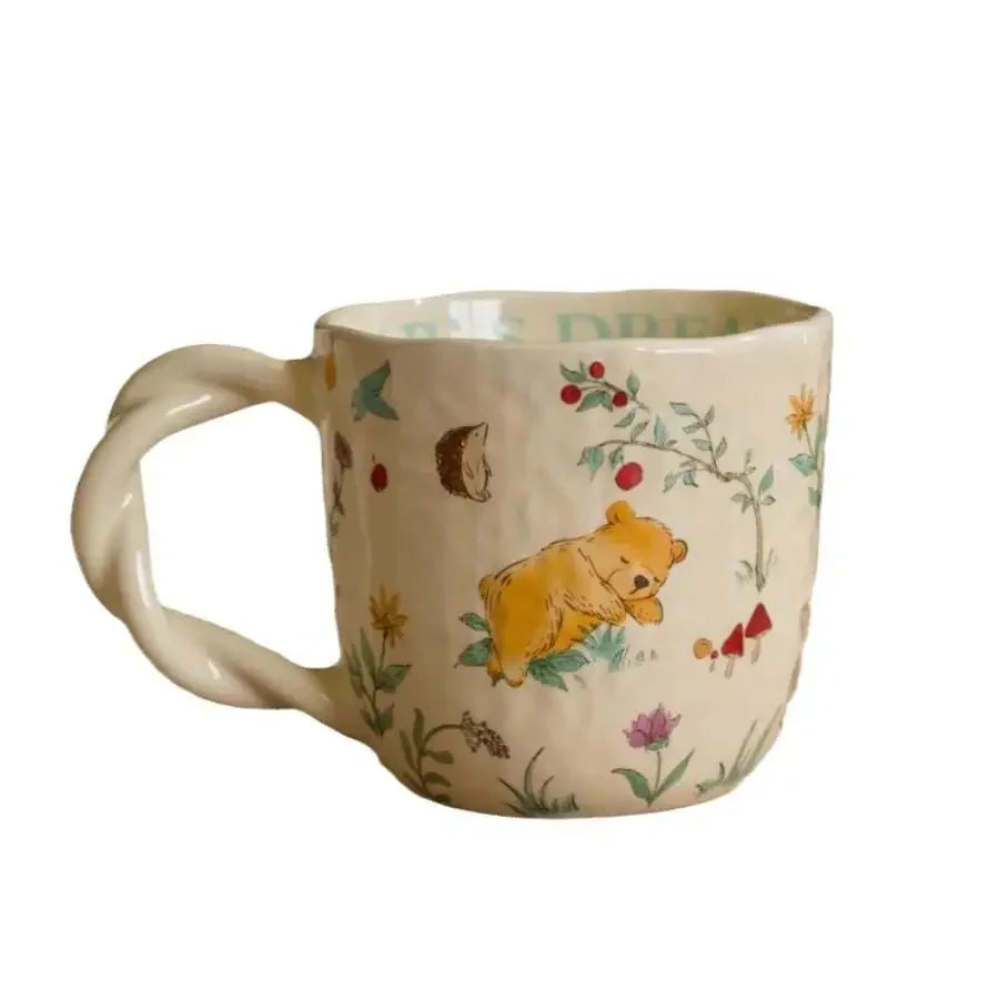 Forest Series Cartoon Ceramic Mug Creative Fried Dough Twists Handle Cartoon Coffee Cup