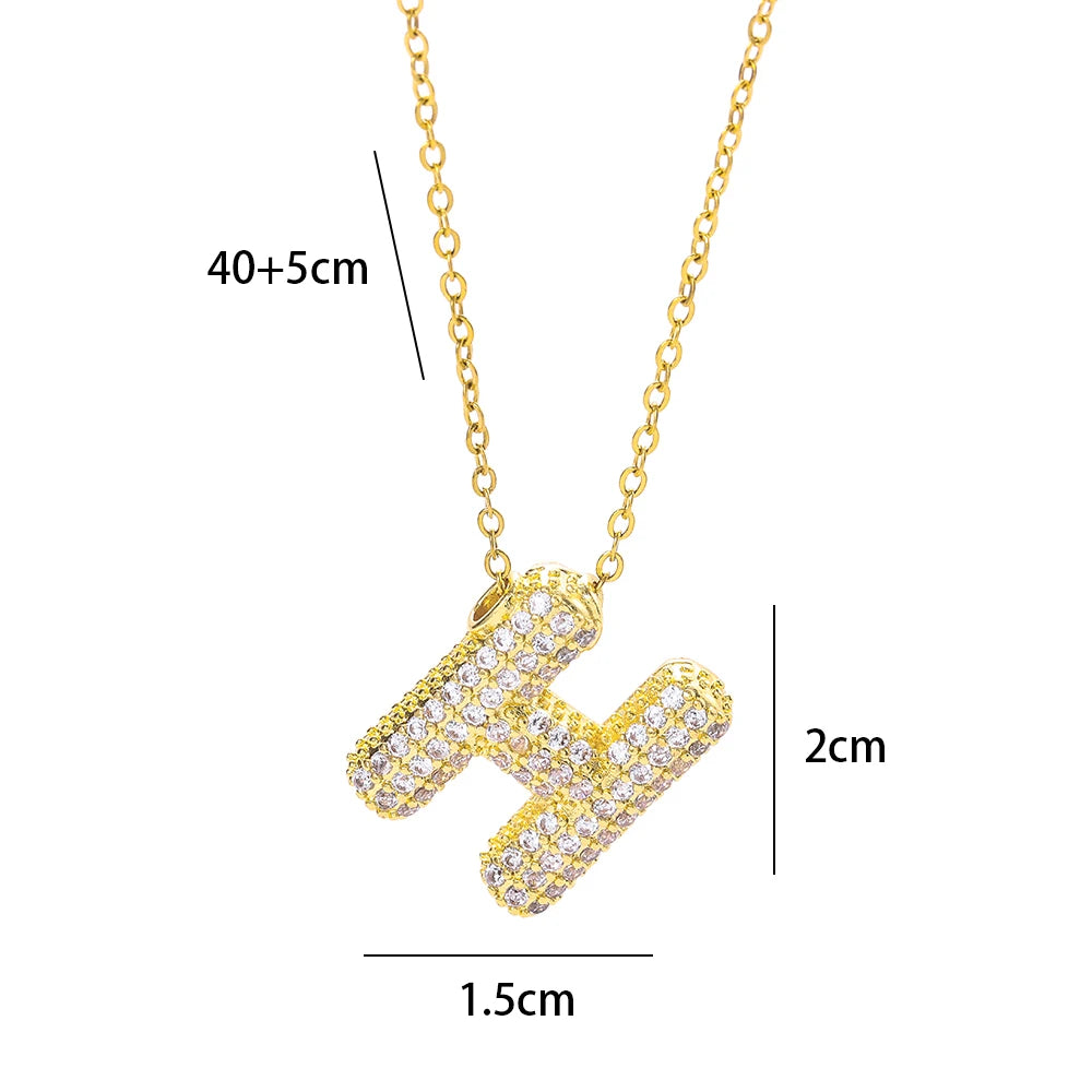 New Trendy Zircon Crystal 26 English Letters Necklaces For Women Female Fashion Stainless Steel Choker Chain Jewelry Wholesale