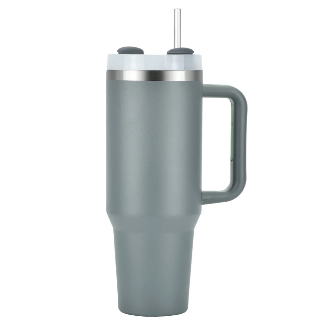 40oz Stainless Steel Tumbler with Handle & Straw - Vacuum Insulated Travel Mug