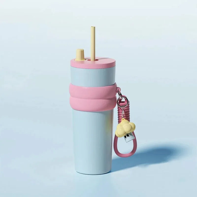 316 Stainless Steel Thermos Cup - Stylish Women's Portable Straw Tumbler