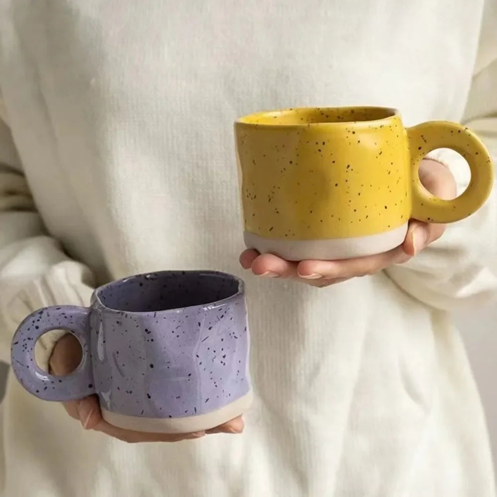280ml Ceramic Ring Handle Mug - Modern Print Coffee Cup