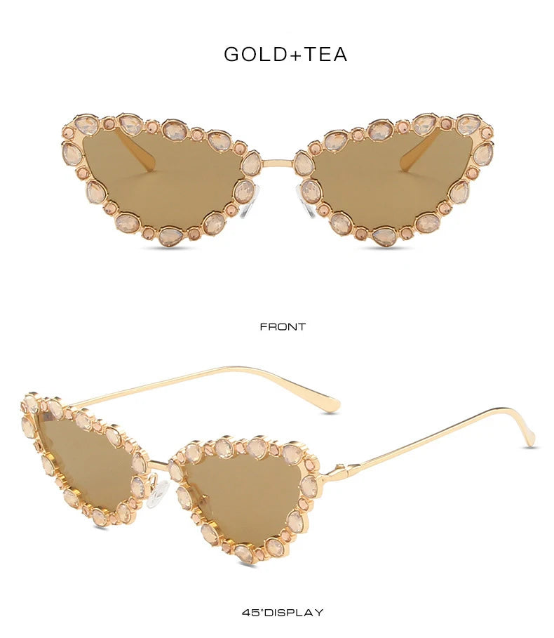 56219 Brand Diamond Sunglasses Women Cat Eye Retro Sun Glasses for Women Luxury Vintage Shades Female Black Oculos