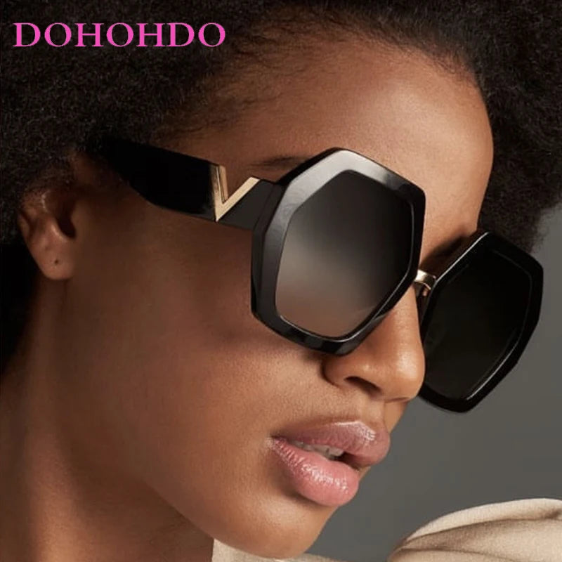 Fashion Luxury Designer Sunglasses Women Men Oversized Polygonal Sun Glasses Female Vintage Travel Driving Shades Eyewear UV400
