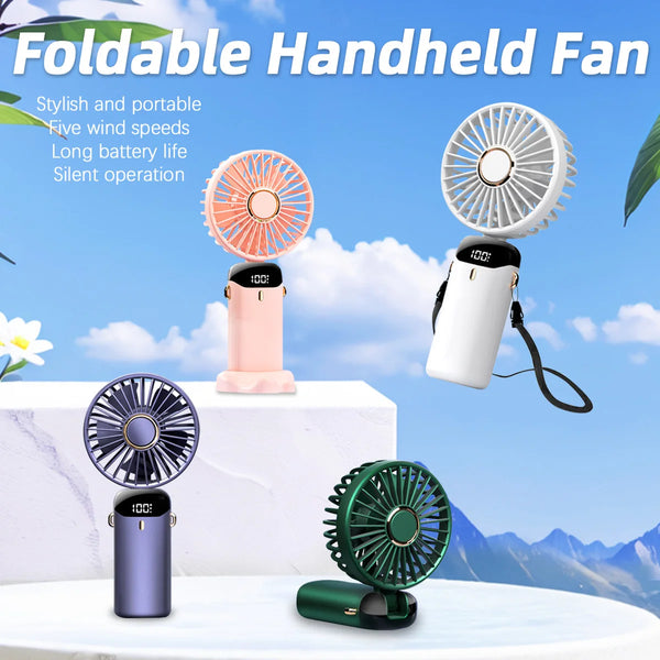 USB Neck Fan - 5 Speed Portable Hanging Fan with Digital Display