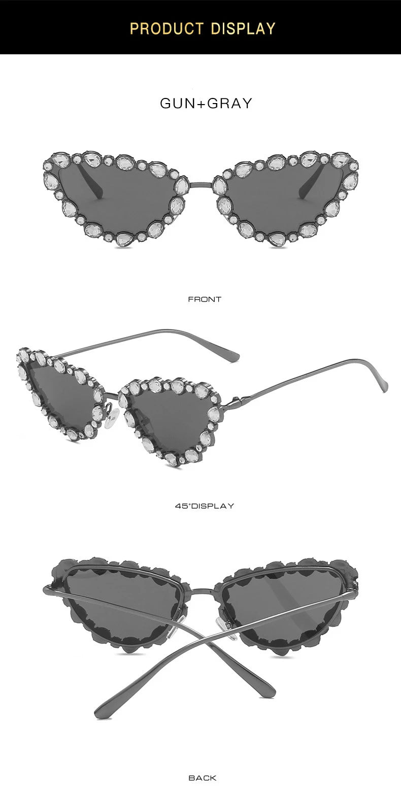 56219 Brand Diamond Sunglasses Women Cat Eye Retro Sun Glasses for Women Luxury Vintage Shades Female Black Oculos