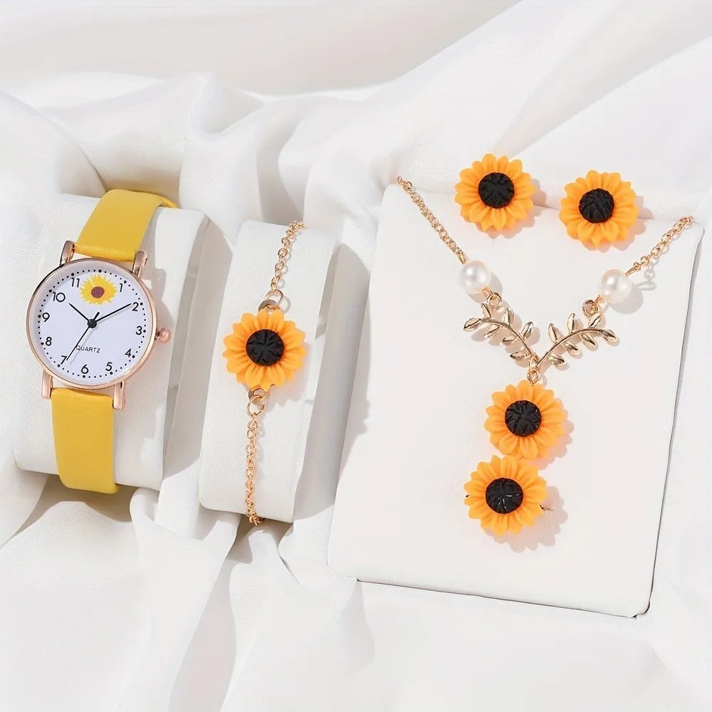 Children's Watch & Bracelet Set - Cute Chrysanthemum Quartz