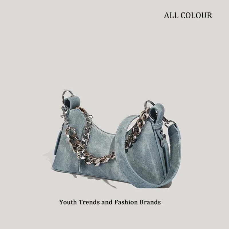 Y2K Chain Patchwork Shoulder Bag - Harajuku Style Crossbody