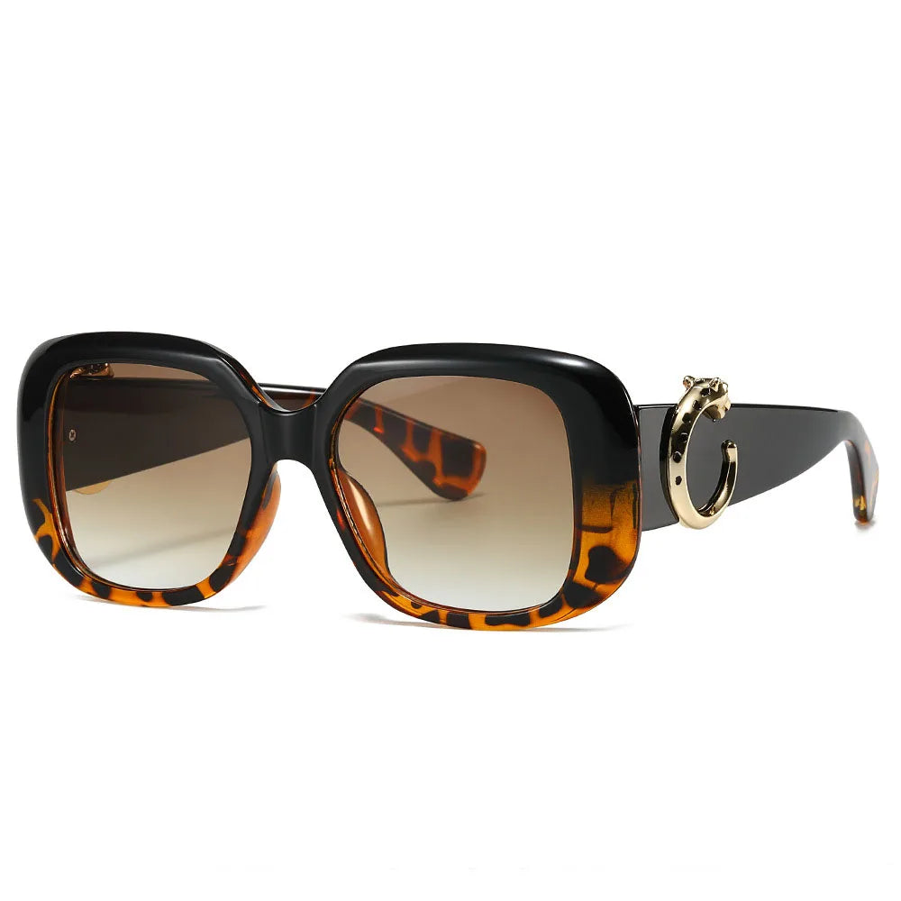 Big Frame Luxury Brand Designer Vintage Square Sunglasses Women For Men Sun Glasses Punk Classic Outdoor Gold Leopard Shades