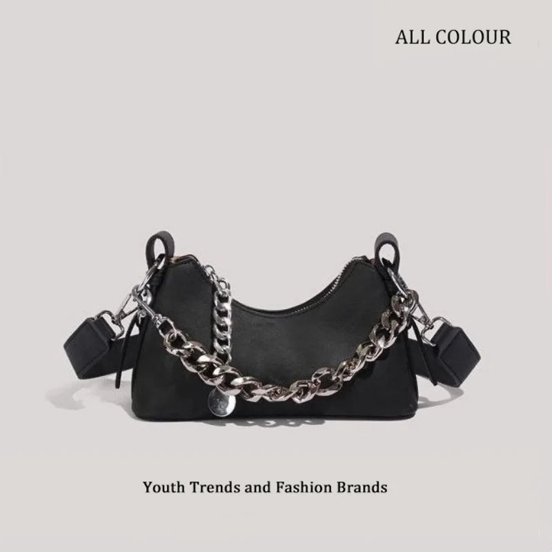 Y2K Chain Patchwork Shoulder Bag - Harajuku Style Crossbody