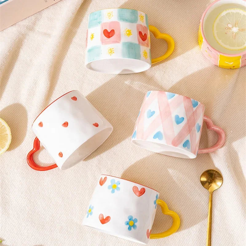 300ml Cute Ceramic Mug Creative Hand Made Coffee Cup Couples Cup Breakfast Milk Tea Mug Mother's Day Gift Wedding Gift