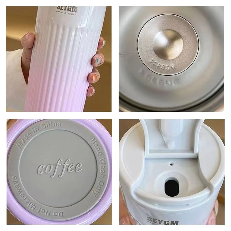 Stainless Steel Thermal Coffee Bottle 400/500ml - Leak-proof Travel Mug