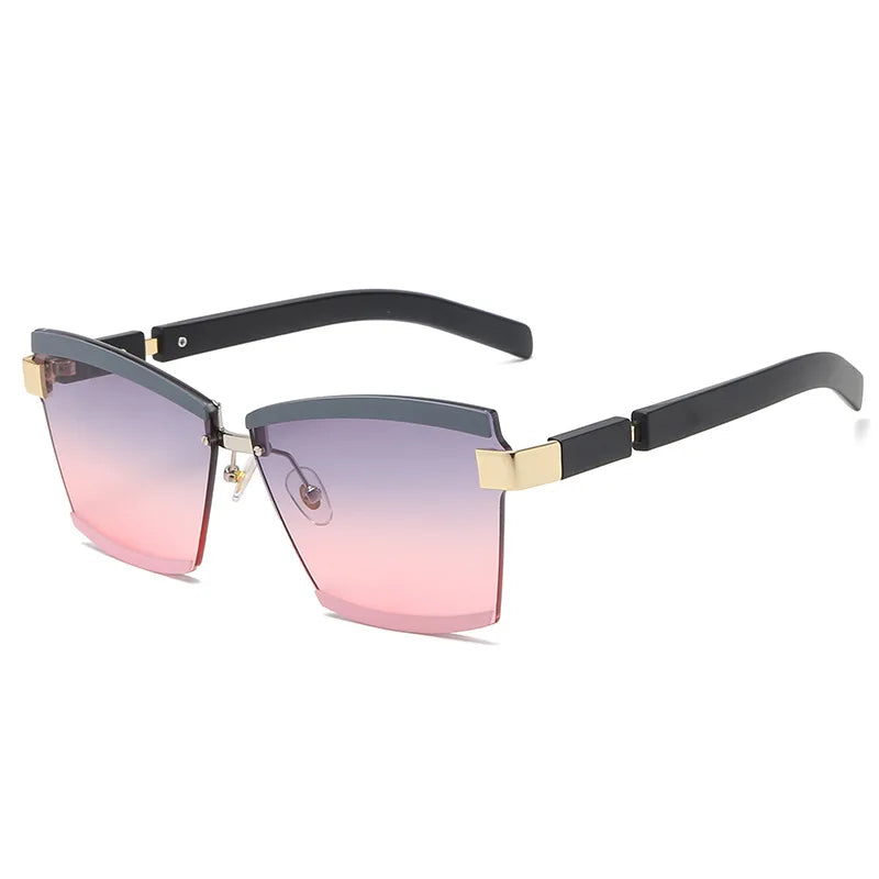 47391 Rimless Square Luxury Sunglasses Brand Designer Men Women Fashion Shades Uv400 Vintage Glasses