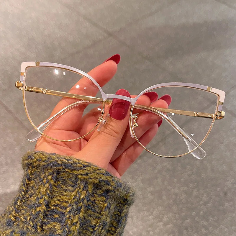 Cute cat eye glasses frame metal anti-blue light glasses female ins fashion spring leg glasses frame computer goggles whosale