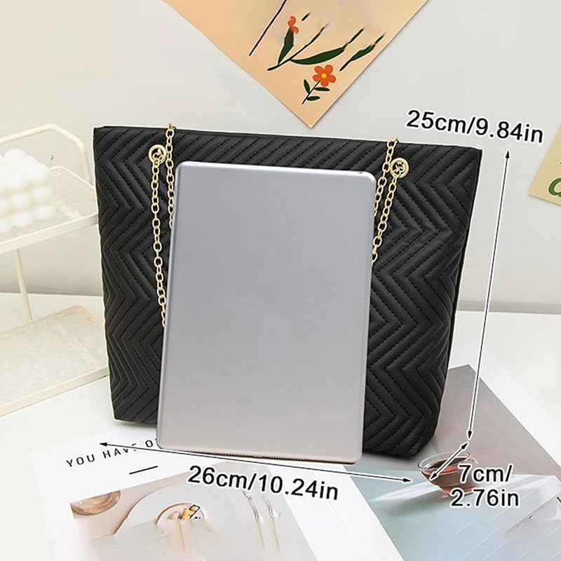 Women's Large Capacity PU Shoulder Tote Bag - Casual Crossbody Handbag