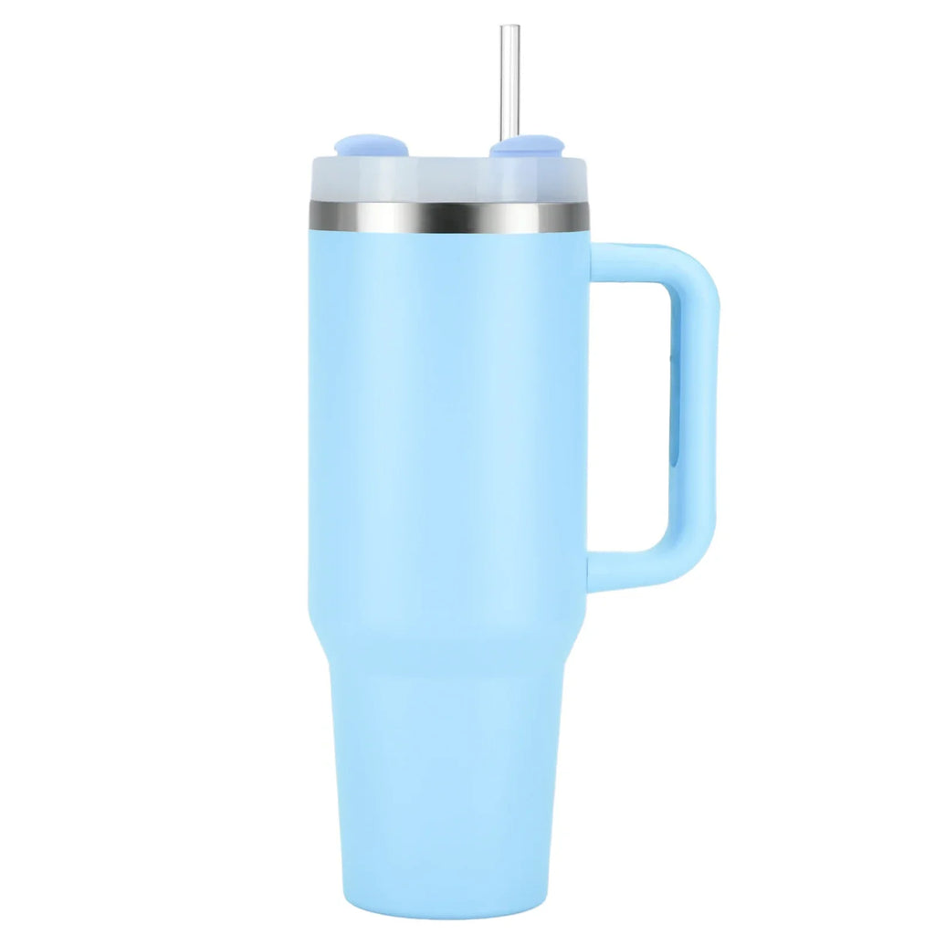 40oz Stainless Steel Tumbler with Handle & Straw - Vacuum Insulated Travel Mug