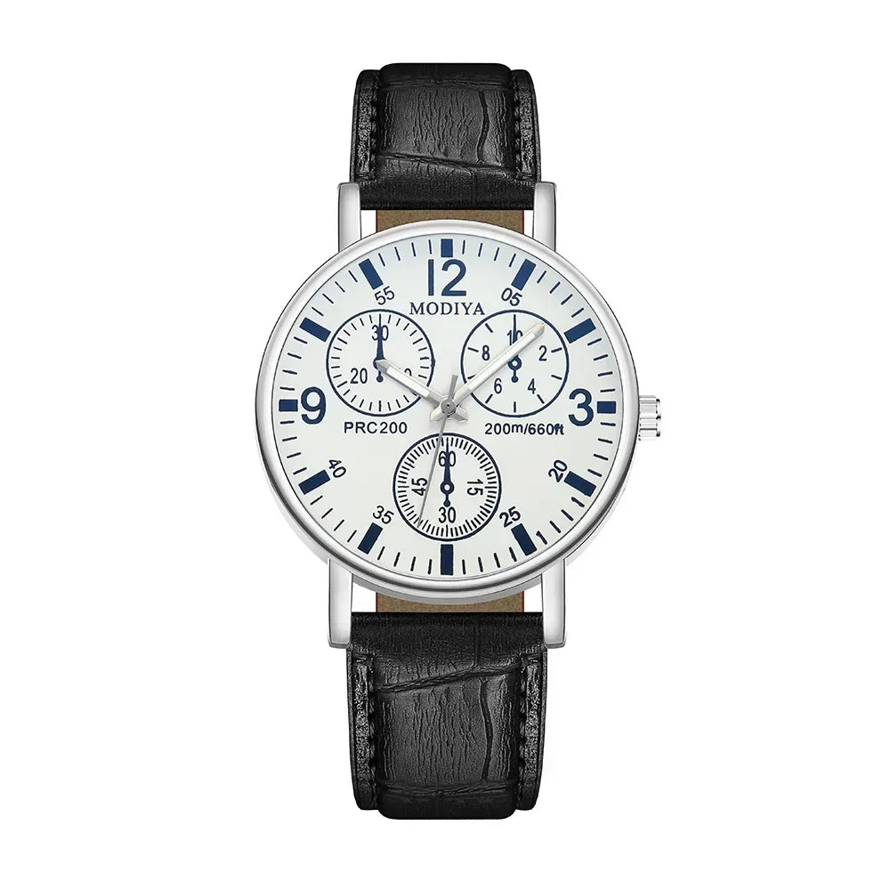 Men's Business Leather Strap Watch - Luxury Quartz Wristwatch