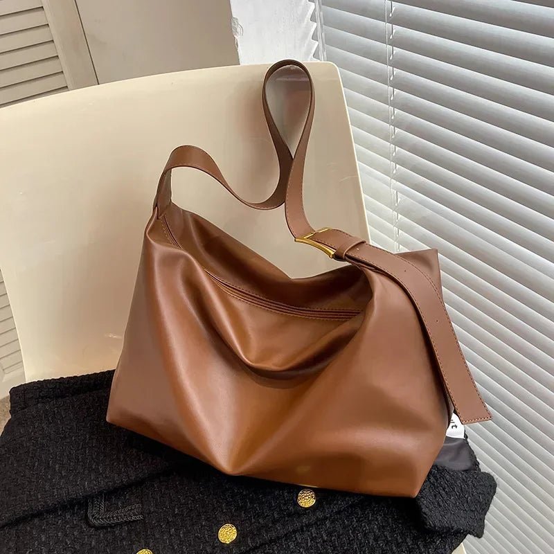 Women's Commuter Crossbody Bag - Large Capacity Soft Leather Tote