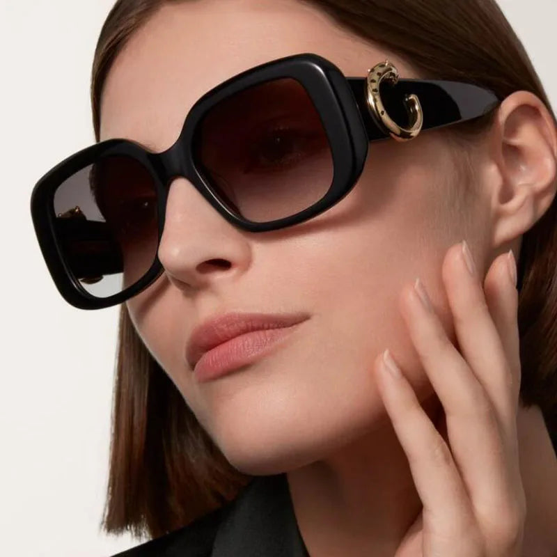 Big Frame Luxury Brand Designer Vintage Square Sunglasses Women For Men Sun Glasses Punk Classic Outdoor Gold Leopard Shades