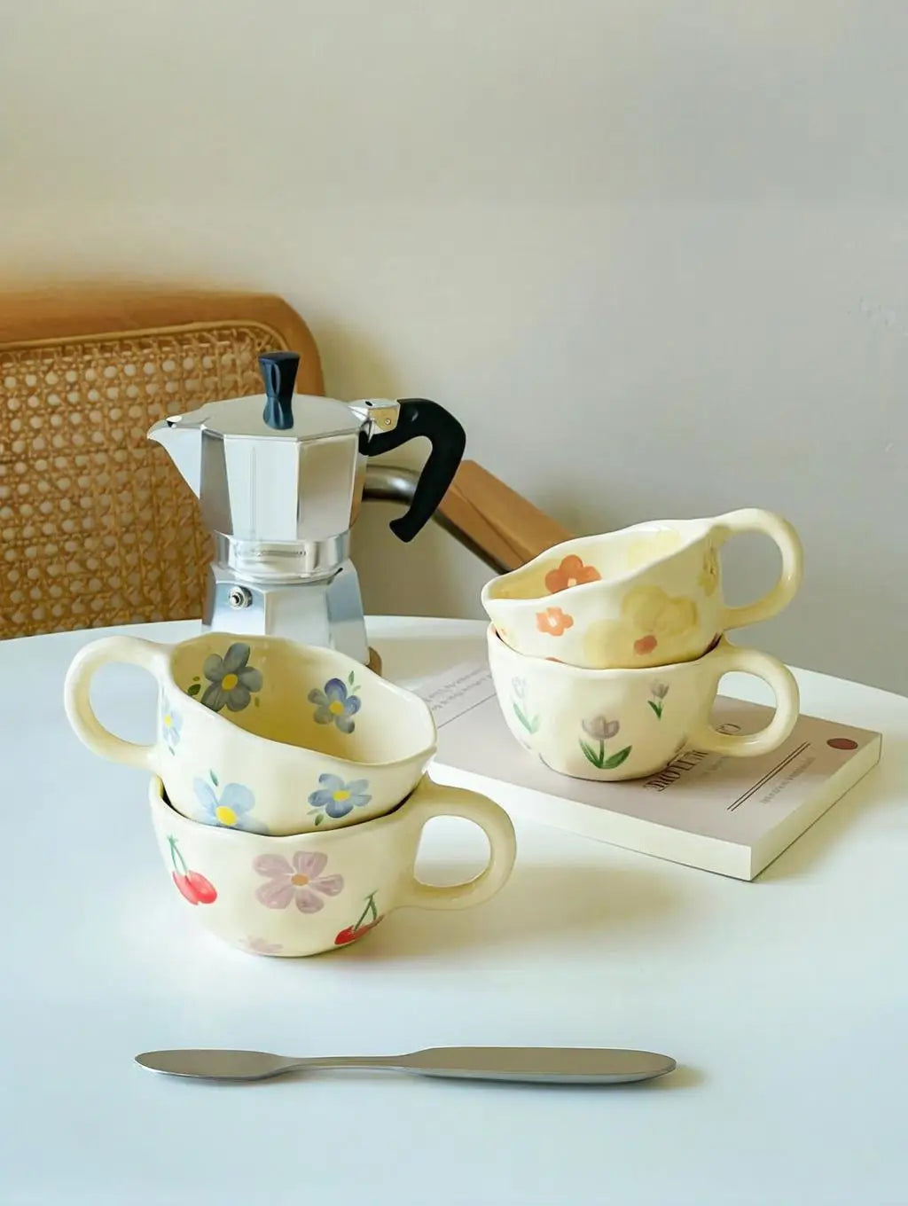 Handcrafted Vintage Floral Ceramic Coffee Mug