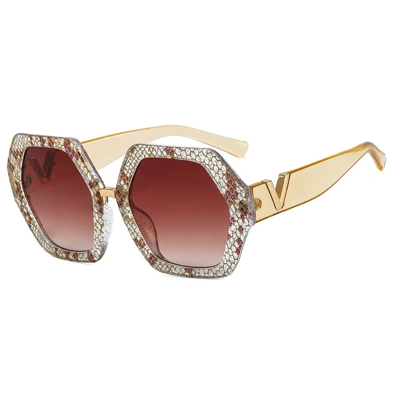 Fashion Luxury Designer Sunglasses Women Men Oversized Polygonal Sun Glasses Female Vintage Travel Driving Shades Eyewear UV400