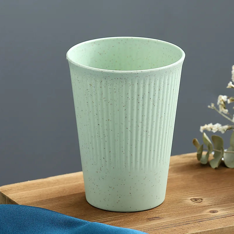 Wheat Straw Stripe Couple Water Cups - Multi-Functional Mug Set